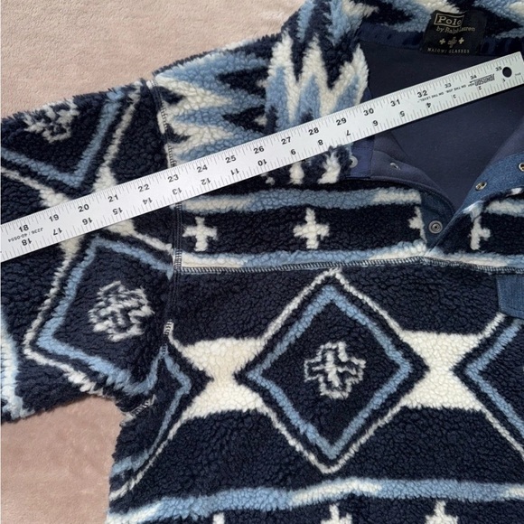 PRL x Naiomi Glasses Fleece Pullover Leather Trimmed Size L - Picture 11 of 13